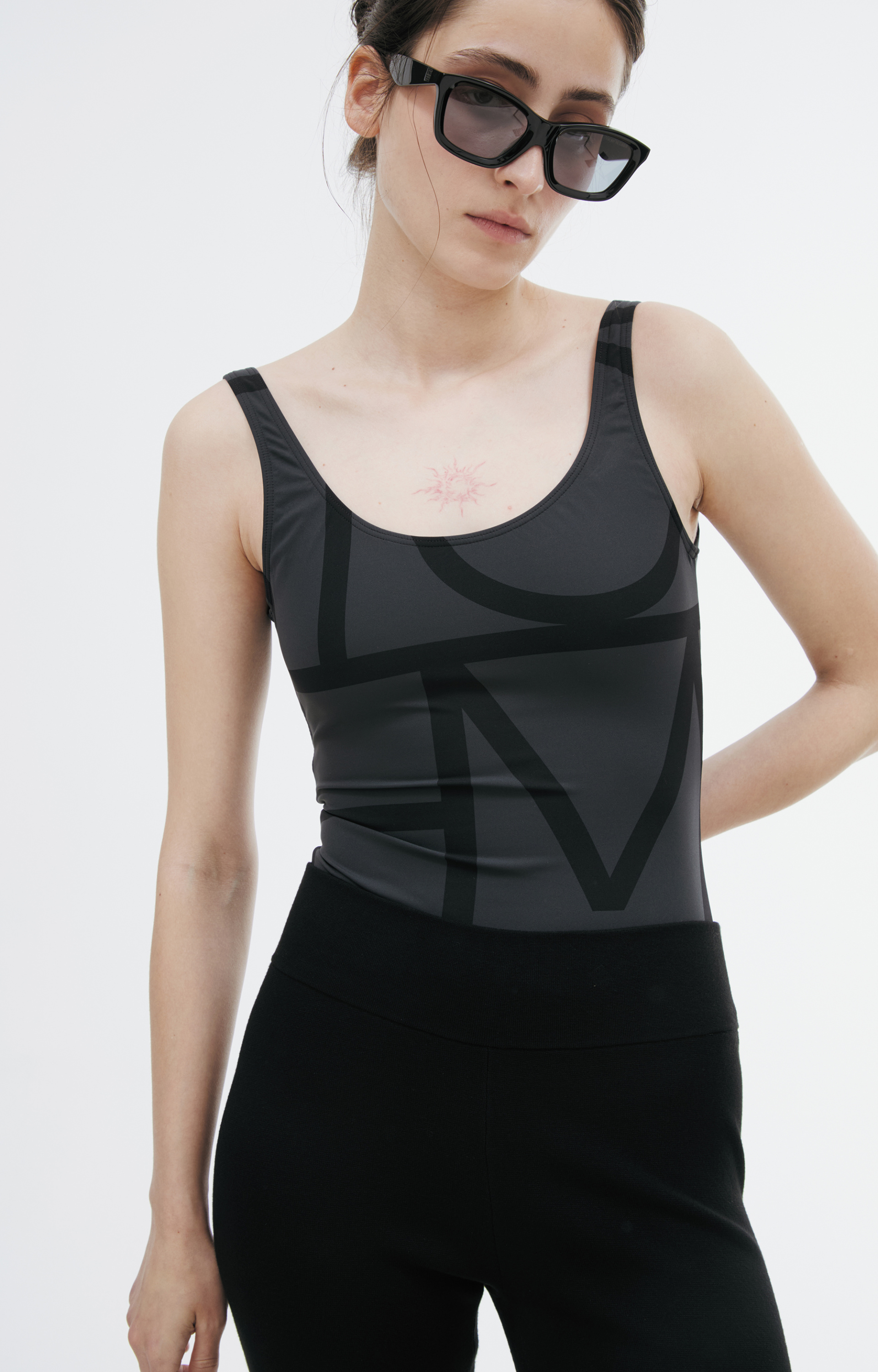 TOTEME Black print bodysuit