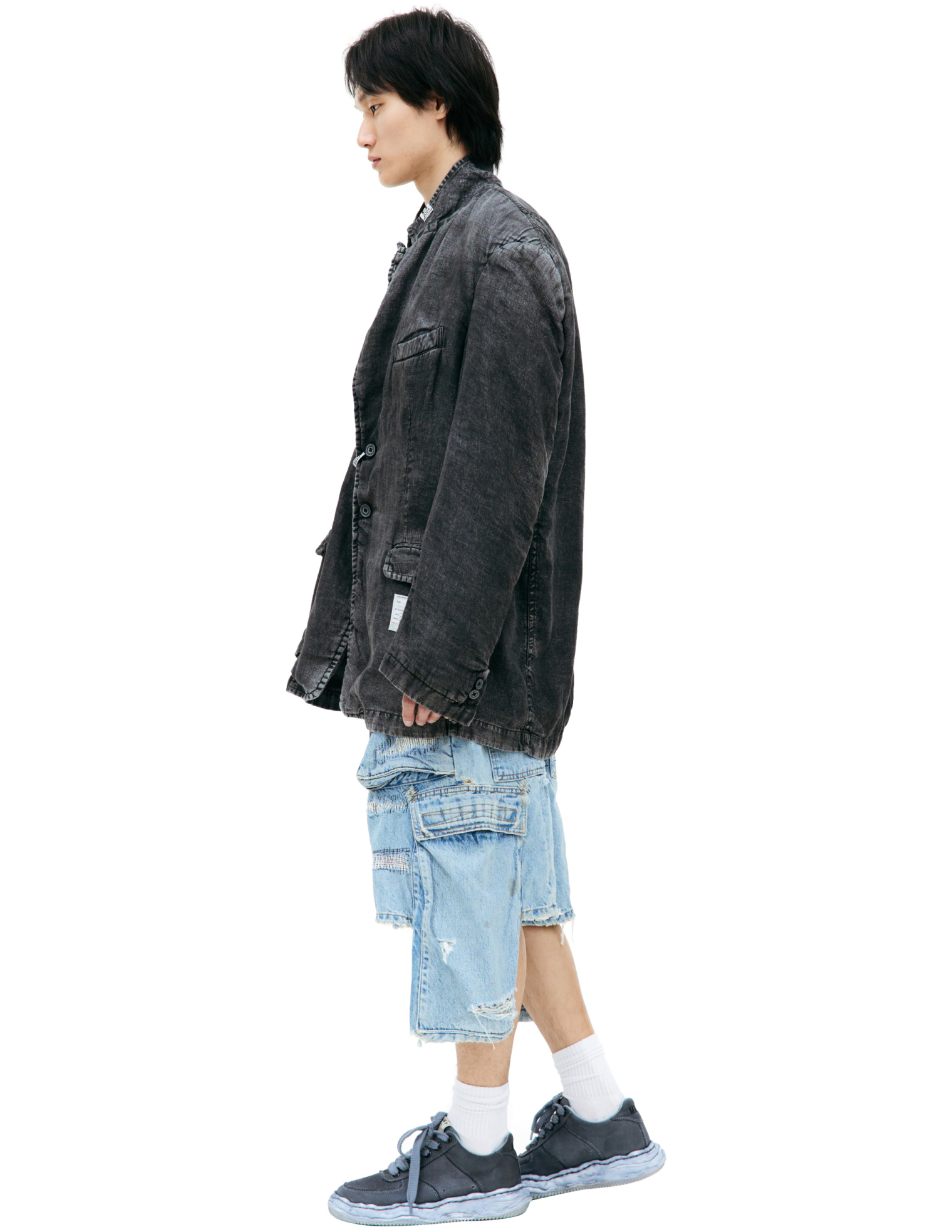 Maison Mihara Yasuhiro Faded effect linen blazer