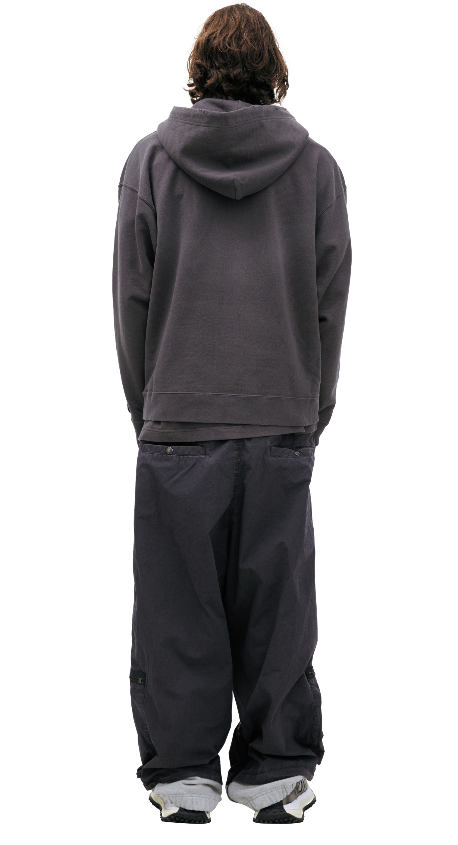 Buy Maison Mihara Yasuhiro men dark grey zip-up hoodie for $730