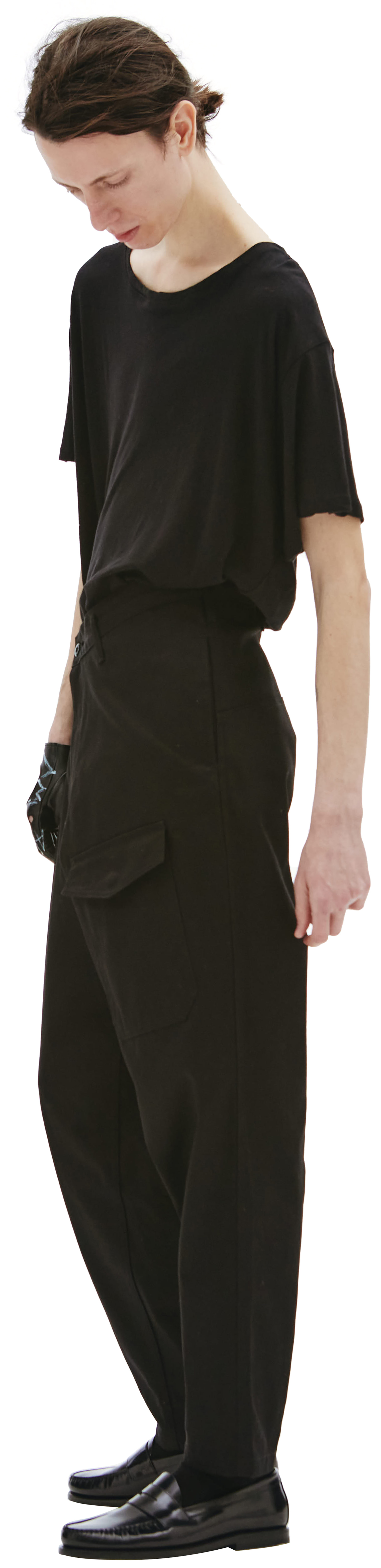 Yohji Yamamoto Black Cotton pants flap pockets