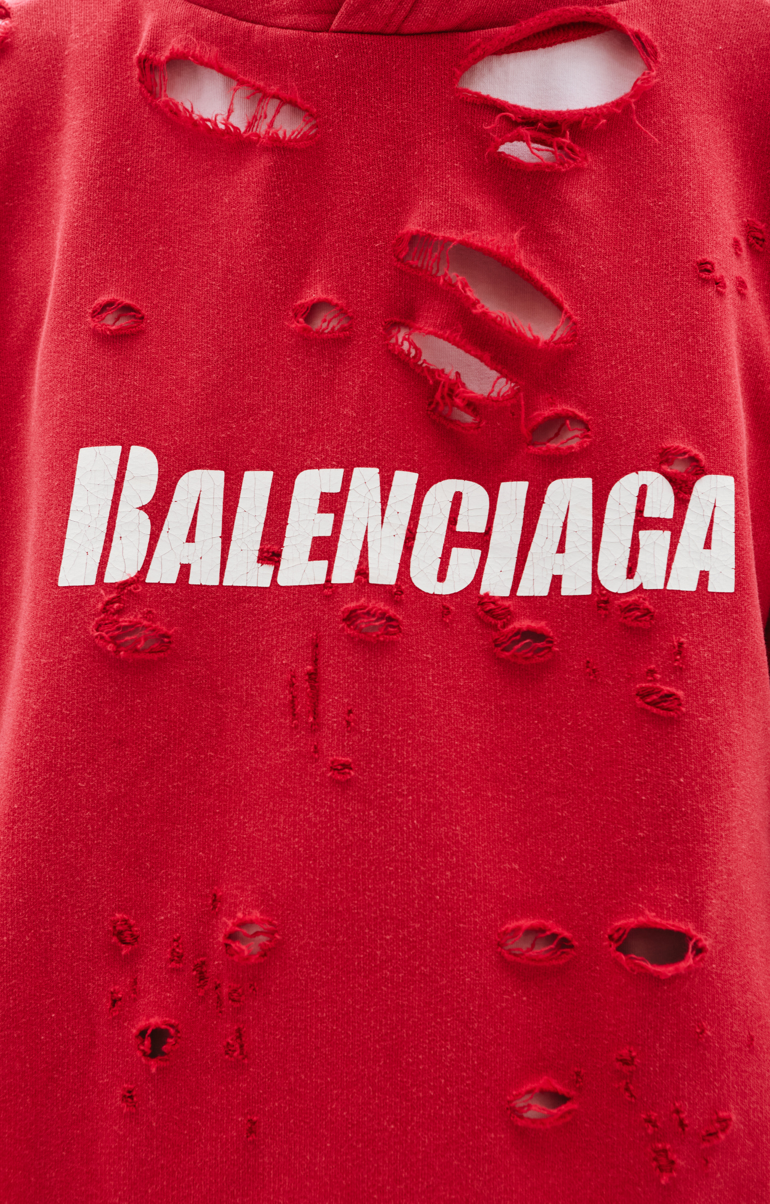 Balenciaga Distressed Logo Printed Hoodie