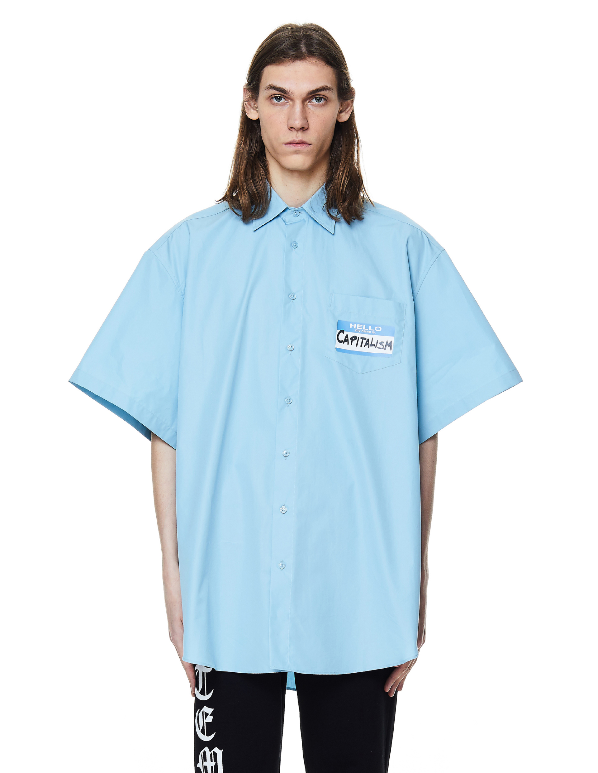 VETEMENTS Blue Cotton Short Sleeve Shirt