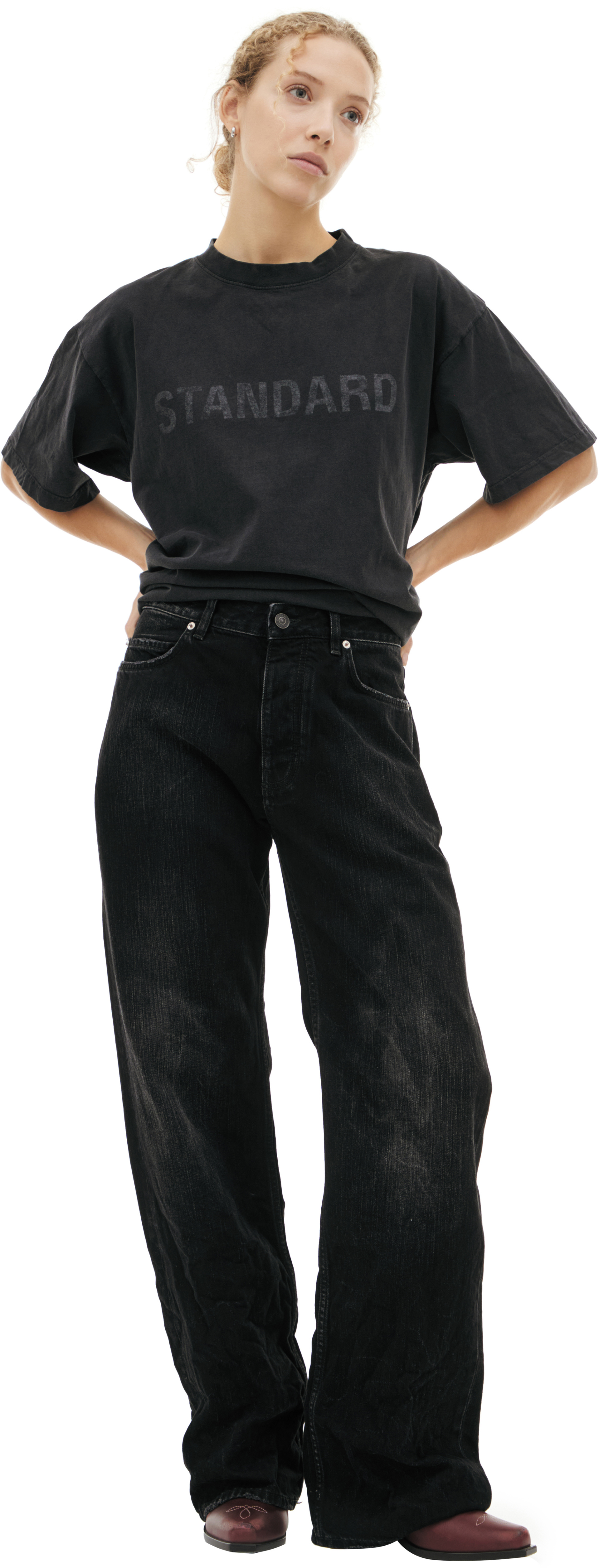 Balenciaga Wide-leg jeans with distressing