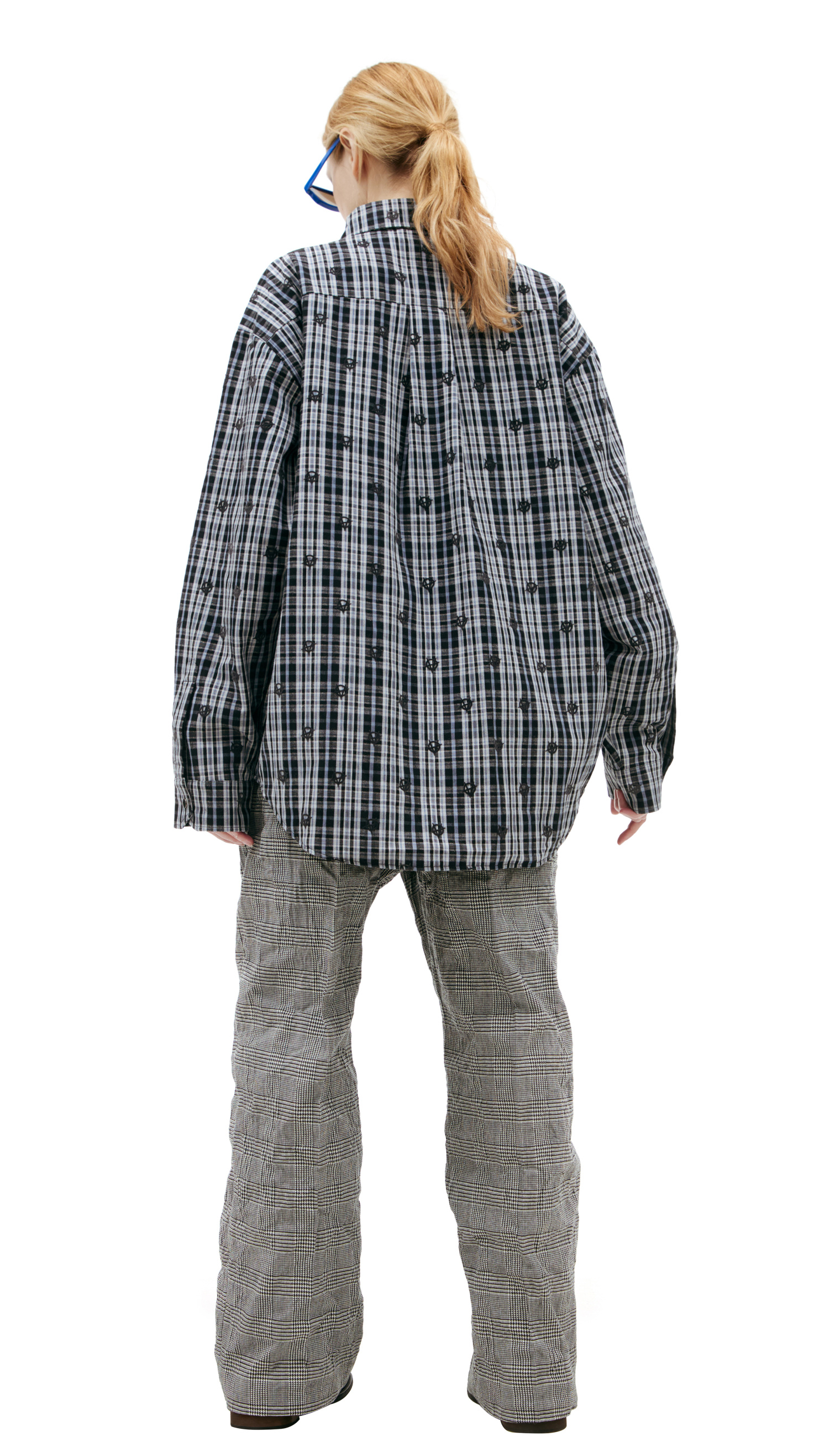 VETEMENTS Logo Embroidered plaid shirt