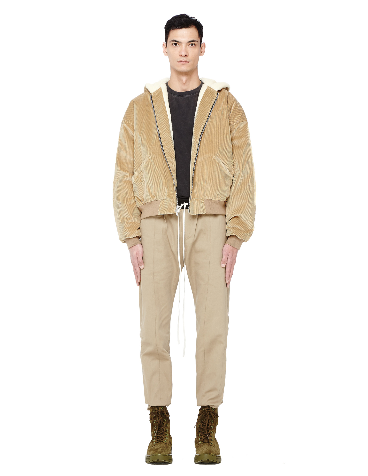 Fear of God Beige Velvet Bomber Jacket