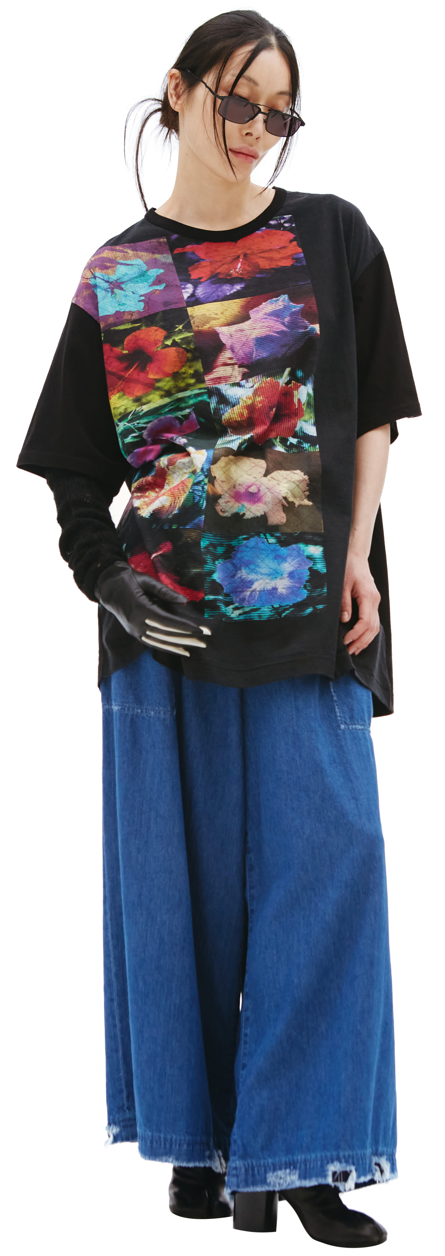 Yohji Yamamoto Футболка с цветочным принтом