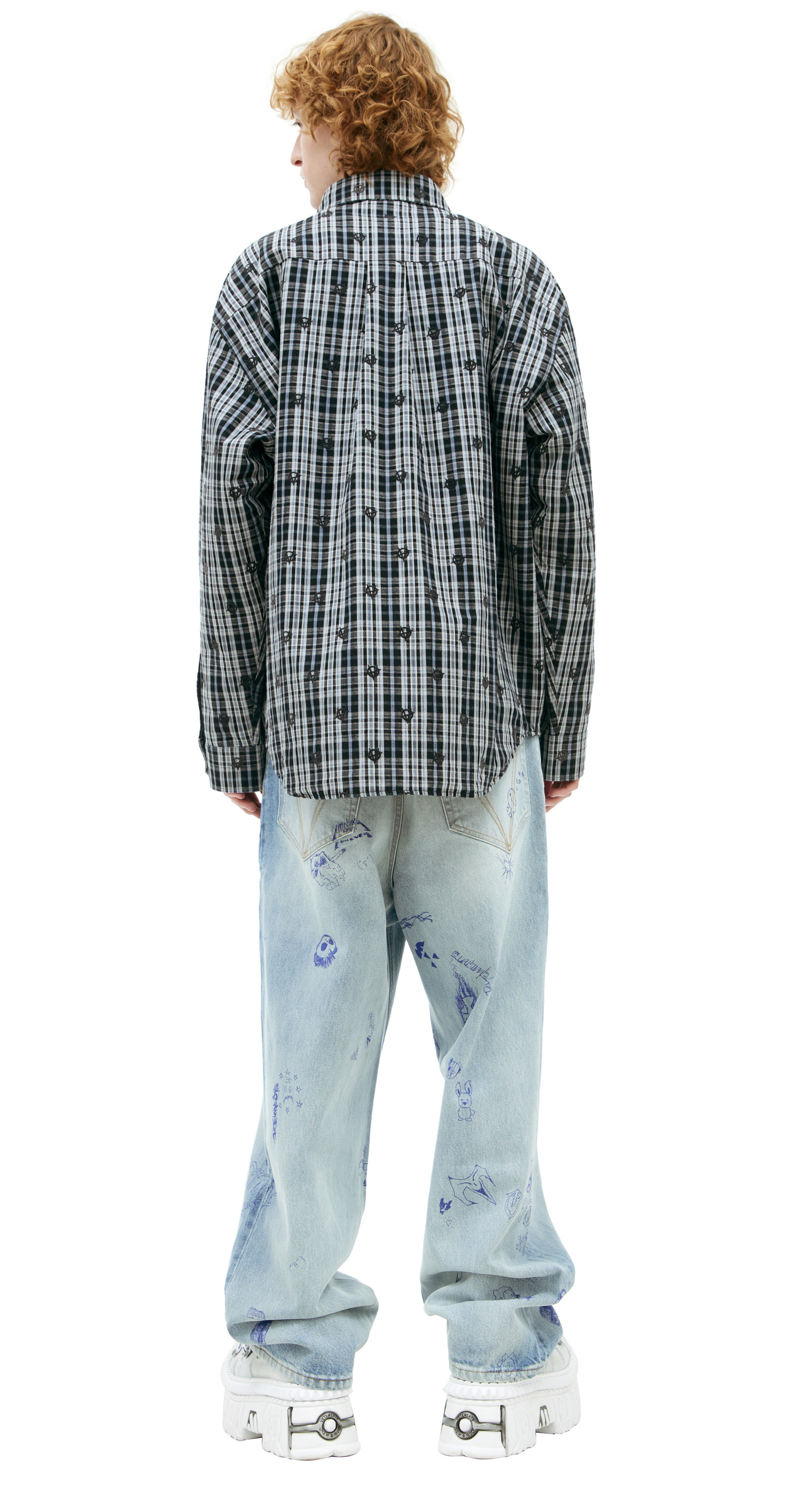 VETEMENTS Logo Embroidered plaid shirt