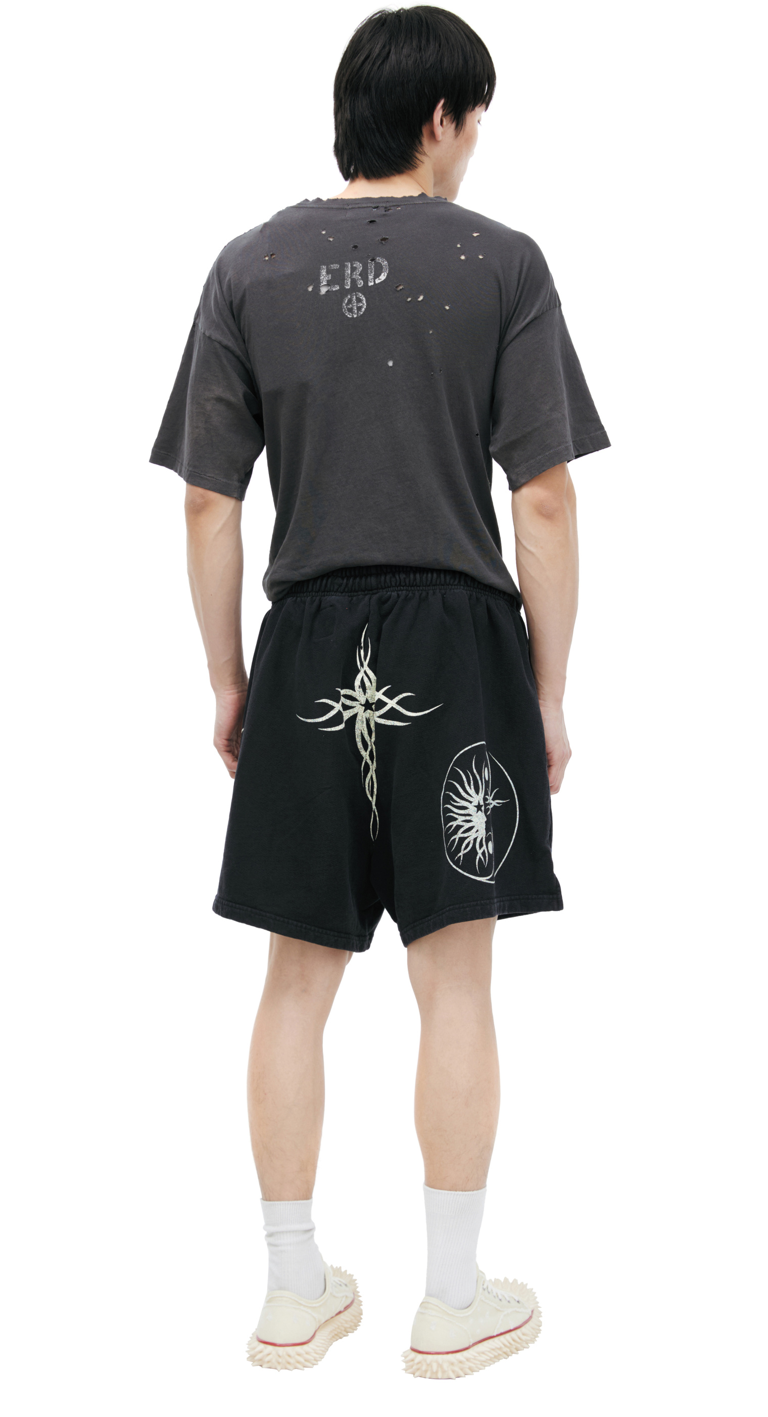 Buy Hellstar men black printed cotton shorts for $238 online on