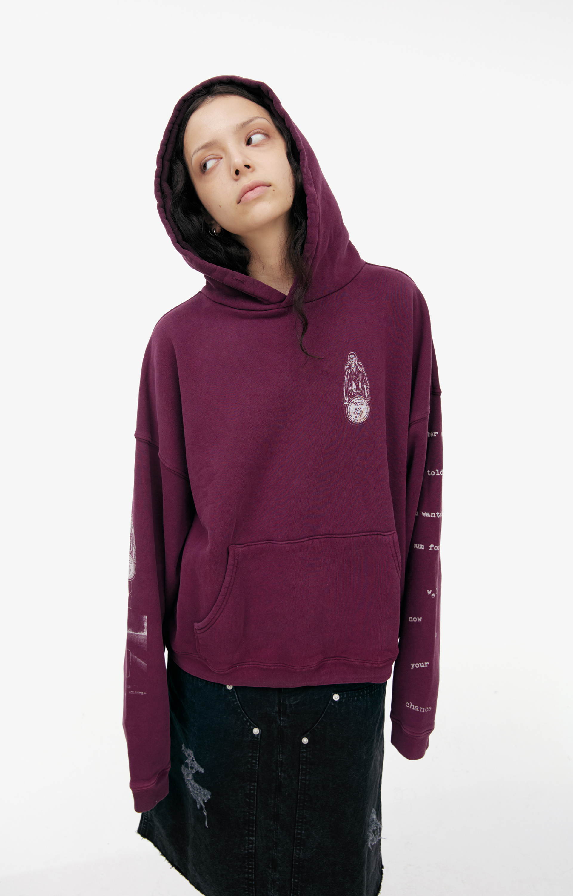 Enfants Riches Déprimés Burgundy hoodie with print