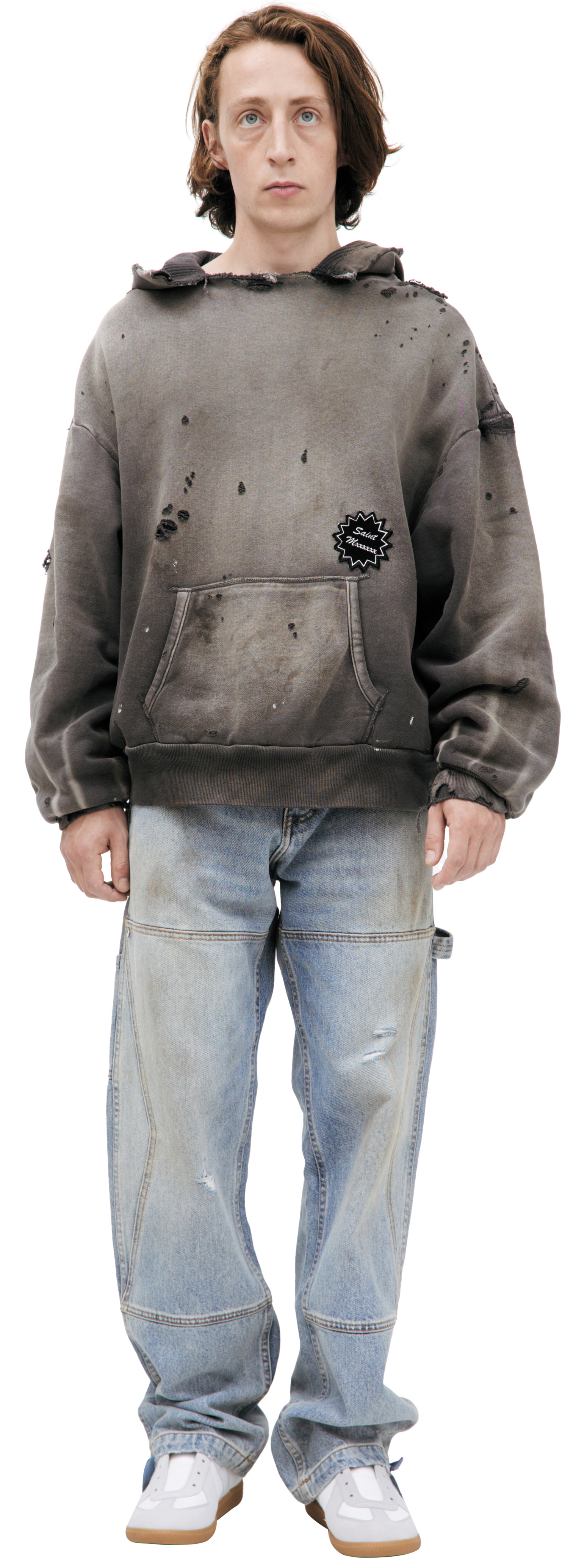 Saint Mxxxxxx Grey logo hoodie