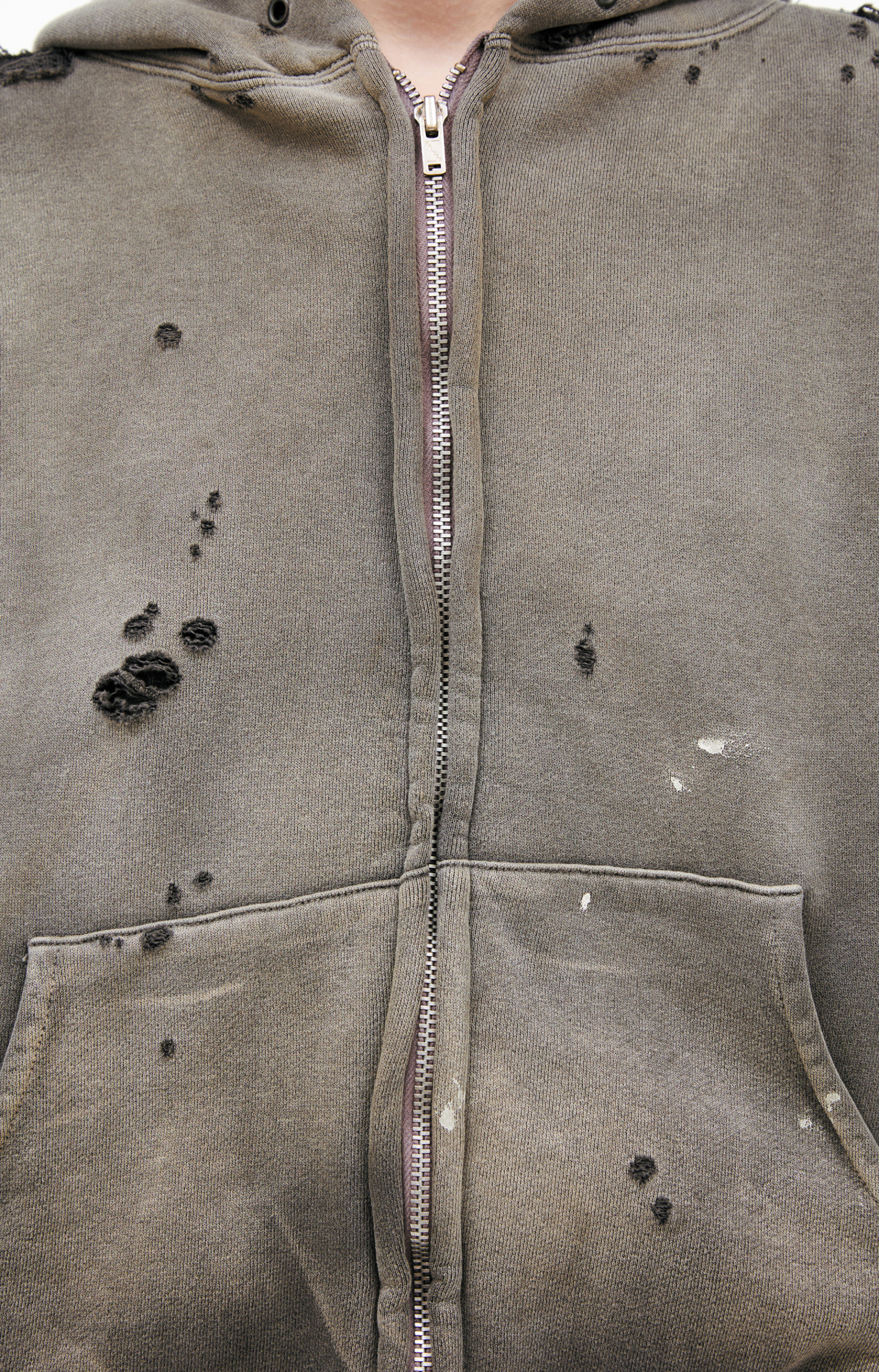 Saint Mxxxxxx Ripped hoodie with zipper