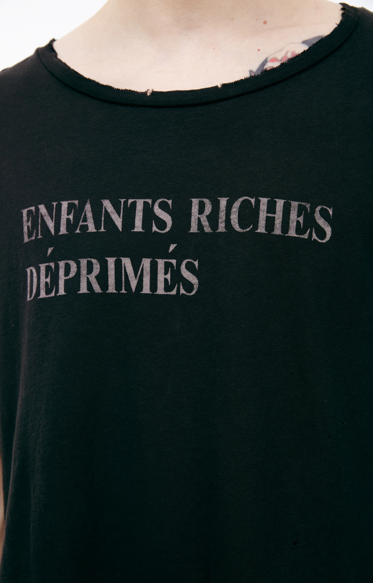 Enfants Riches Deprimes Ripped logo t-shirt